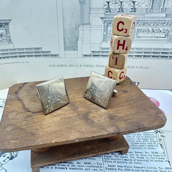 Vintage Swank Yellow Gold Plated Leaf Floral Cufflinks - Picture 7 of 8